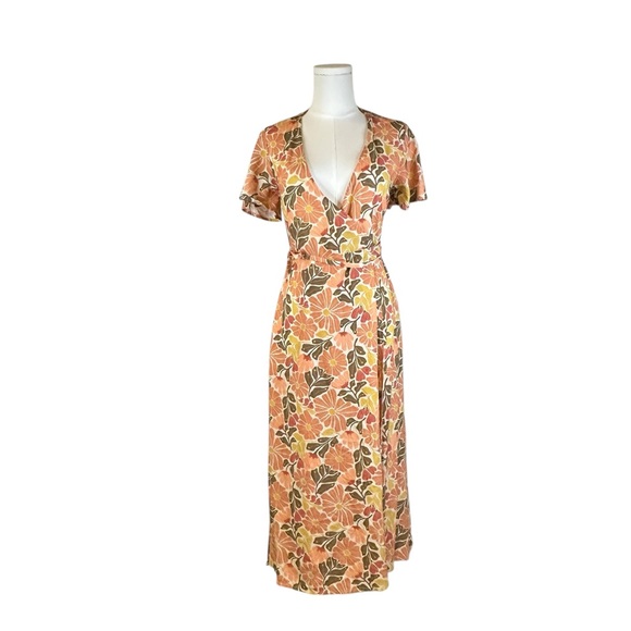 Marine Layer Floral Wrap Maxi Dress XS - Picture 10 of 16